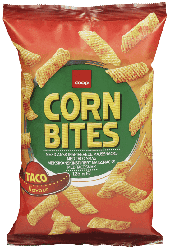 Corn Snacks med Taco 125g Coop