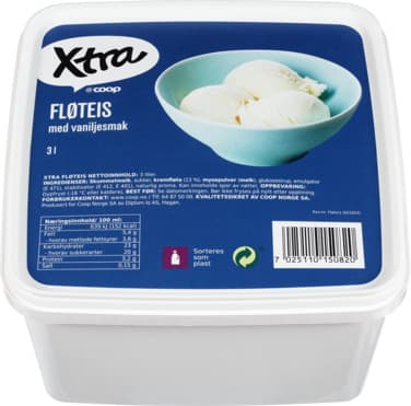 X-tra Fløteis Vanilje 3l Coop