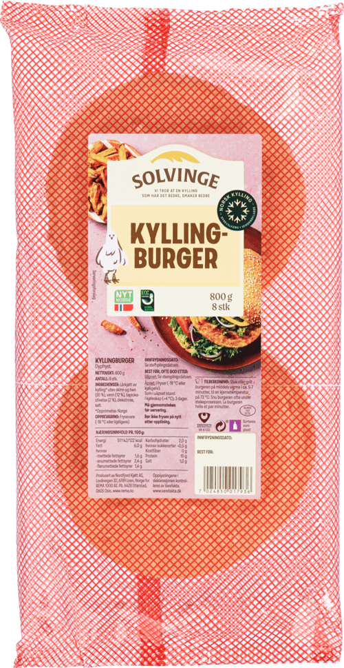 Kyllingburger 800g Solvinge