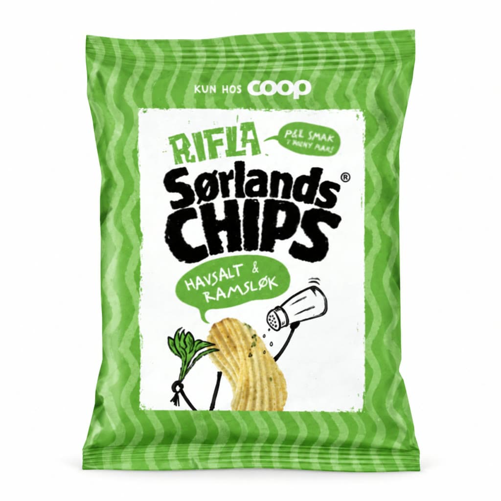 Rifla Sørlandschips Havsalt & Ramsløk 170g