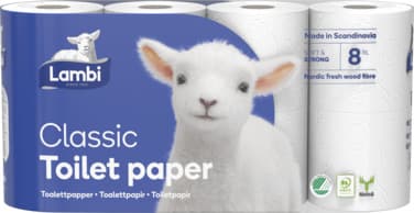 Lambi Toalettpapir 8pk Hvit 164,8 m