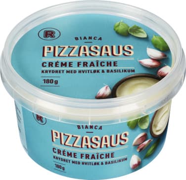 Pizzasaus Bianca Crème Fraîche Hvitløk og Basilikum 180g Rema 1000