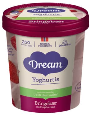 Dream Yoghurtis Bringebær uten 450ml
