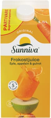 Sunniva Frokostjuice Original Eple, Appelsin og Gulrot 1,5l Tine