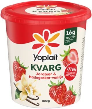 Yoplait Kvarg Jordbær og Madagaskar-vanilje 800g