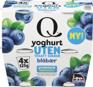 Q Yoghurt Uten Blåbær Beg 4x125g 500 g