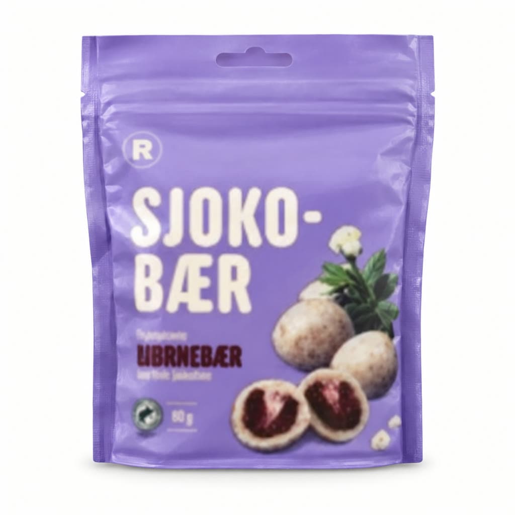 Sjokobær Bringebær Hvit Sjoko 90g R