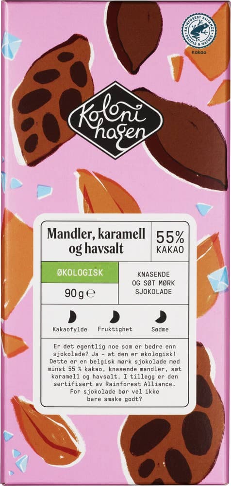 Økologisk Sjokolade med Mandler & Karamell 90g Kolonihagen