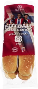 Pølsebrød Sesam Fotball Bakehuset 8 stk