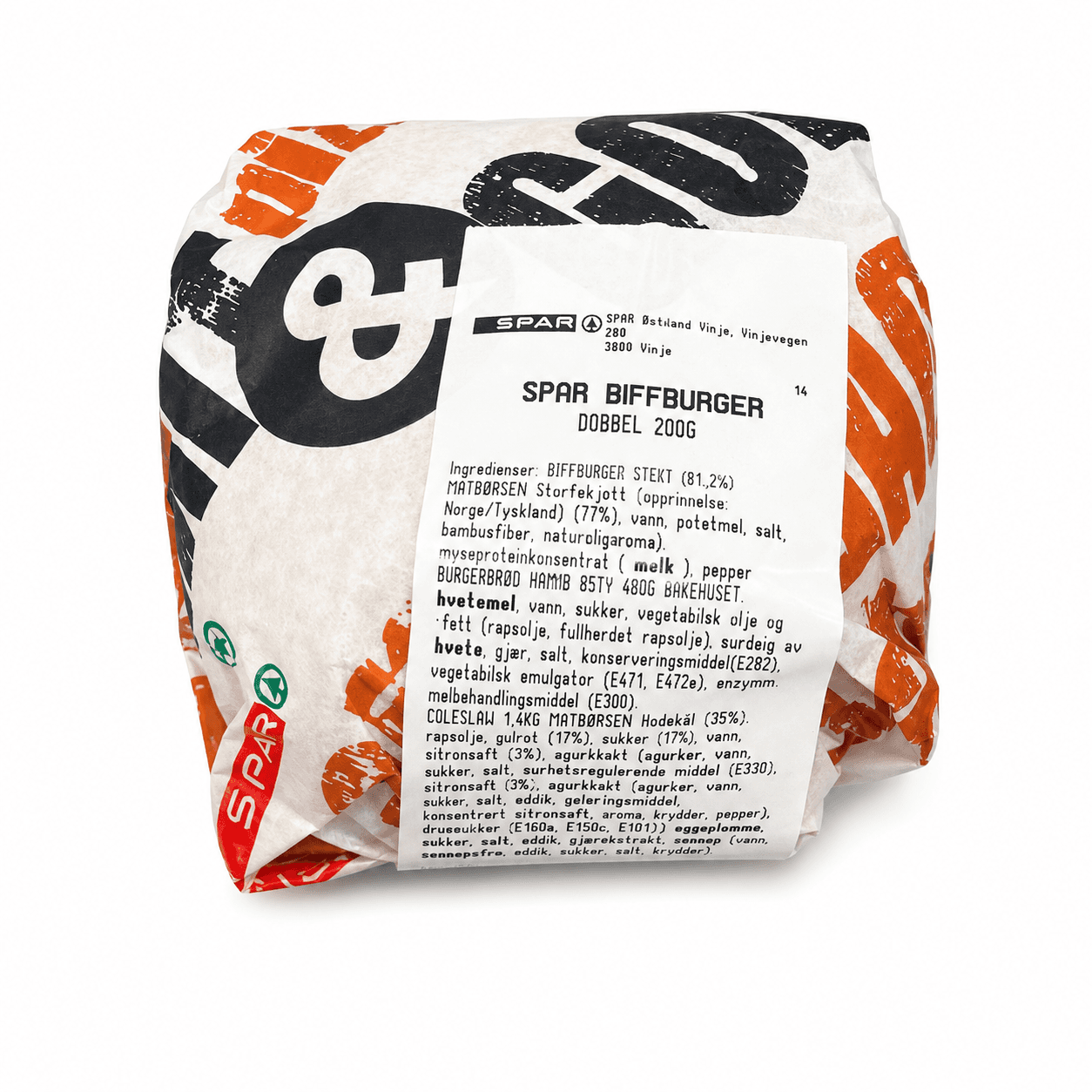 Dobbel Biffburger med Coleslaw 200g