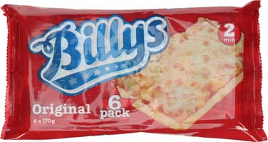 Billys Original Pan Pizza Kjøttdeig og Ost 6pk 1,02 kg