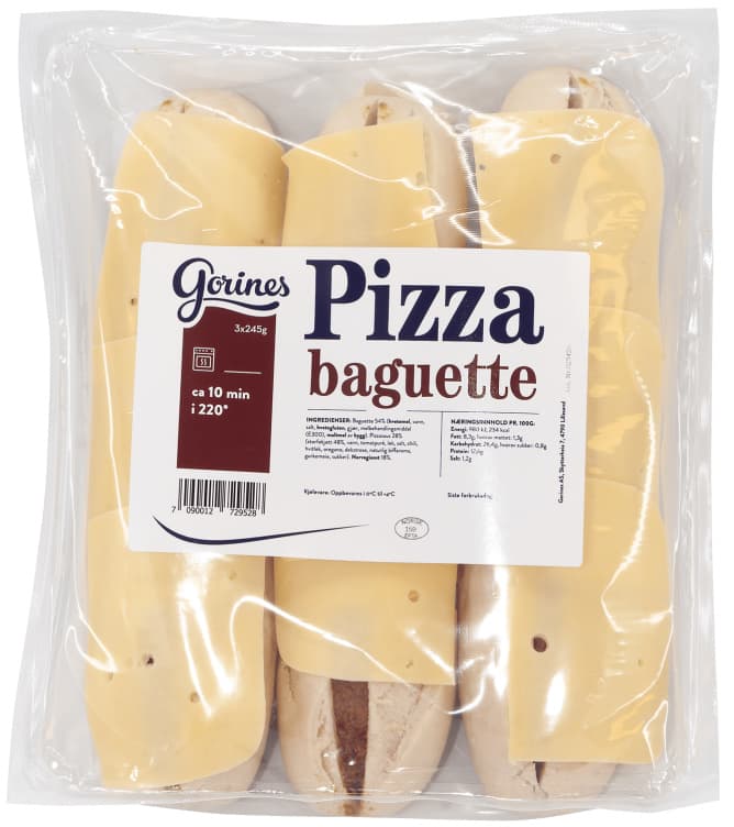 Pizzabaguett 3stk 735g Gorines