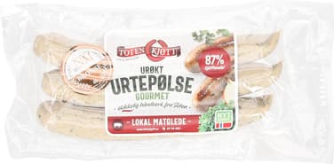 Urtepølse Gourmet Urøkt 230g Toten Kjøtt