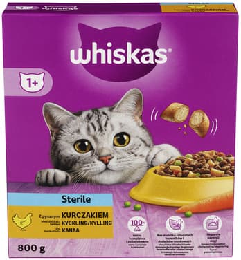 Whiskas Tørr 1+ Steril Kylling 5x800g