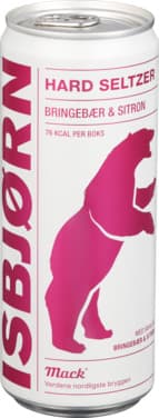 Mack Isbjørn Hard Seltzer Bringebær og Sitron 330ml boks