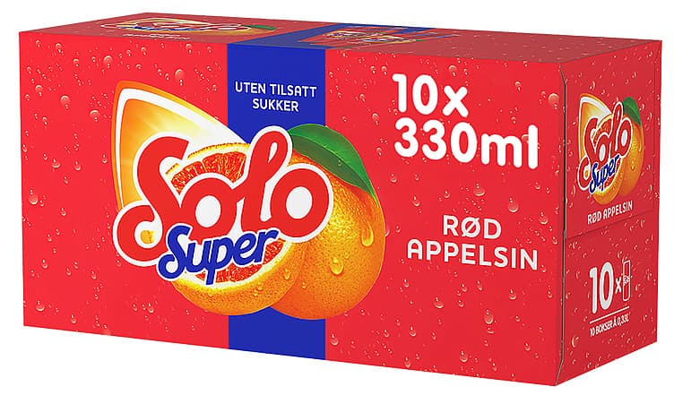 Solo Super Rød Appelsin 10x0,33ml boks 3300 ml