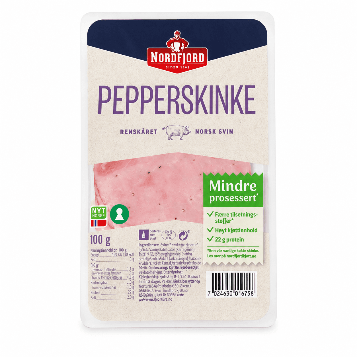 Pepperskinke Mindre Prosessert 100g