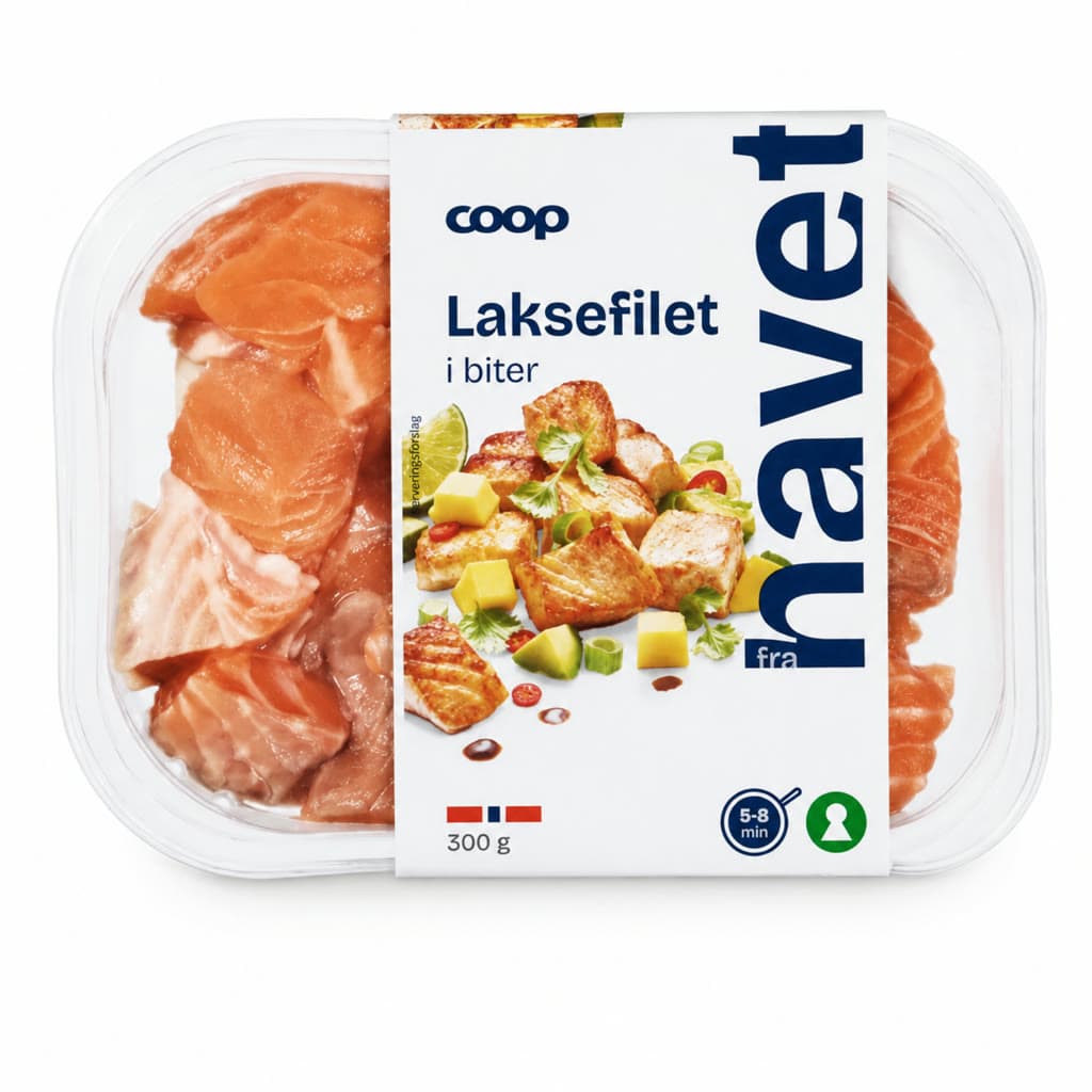 Coop Laksefilet I Biter 300g