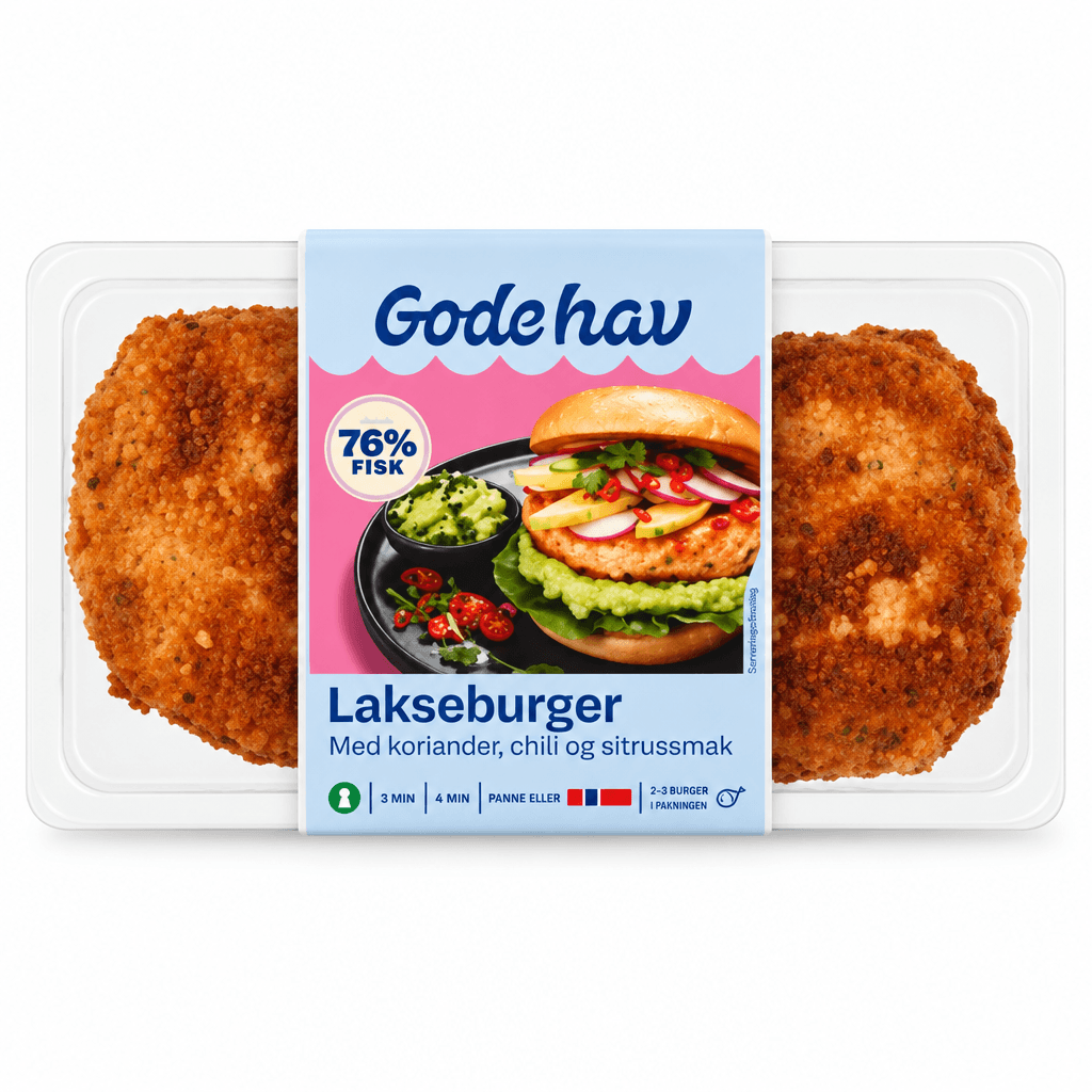 Lakseburger Koriander Chili og Sitron 220g Gode Hav