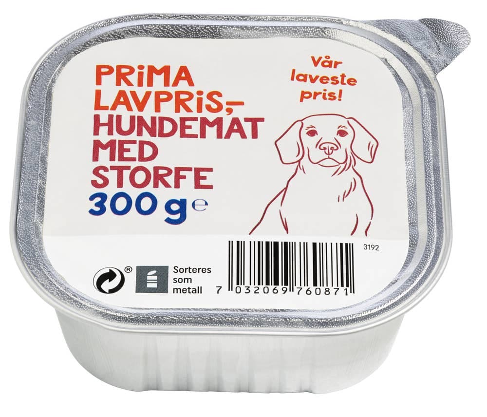 Hundemat med Storfe 300g Prima