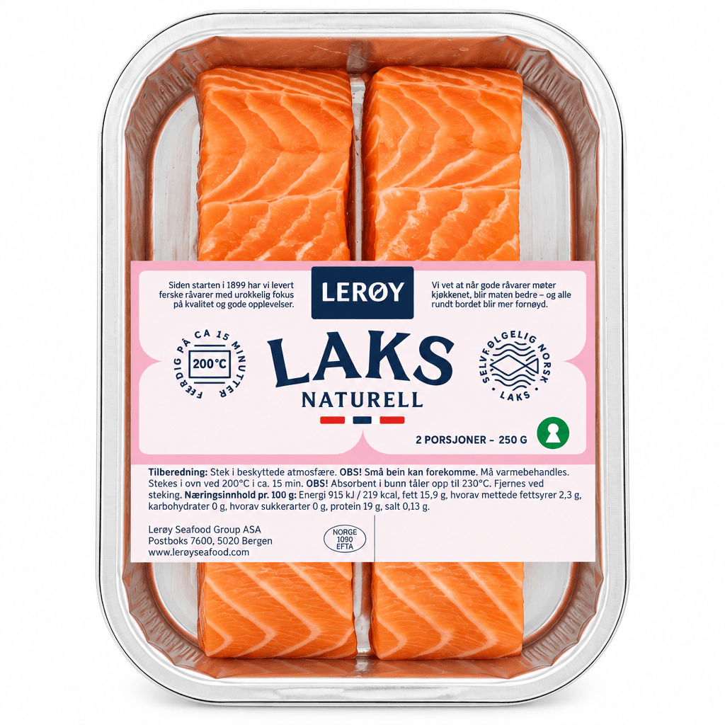 Laks Porsjoner med skinn 2x125g Lerøy 250 g