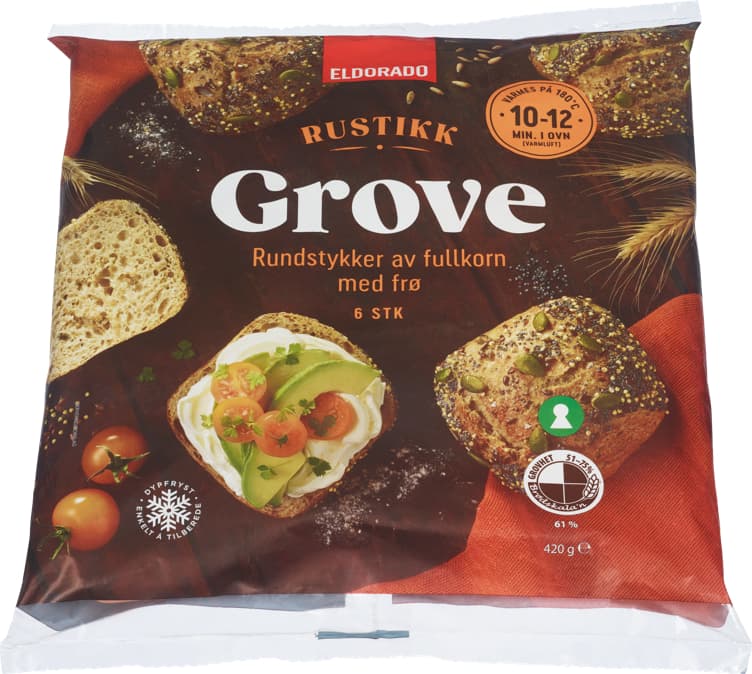 GROVE RUNDSTYKKER Av fullkorn m/frø rustikk 420g 420 g